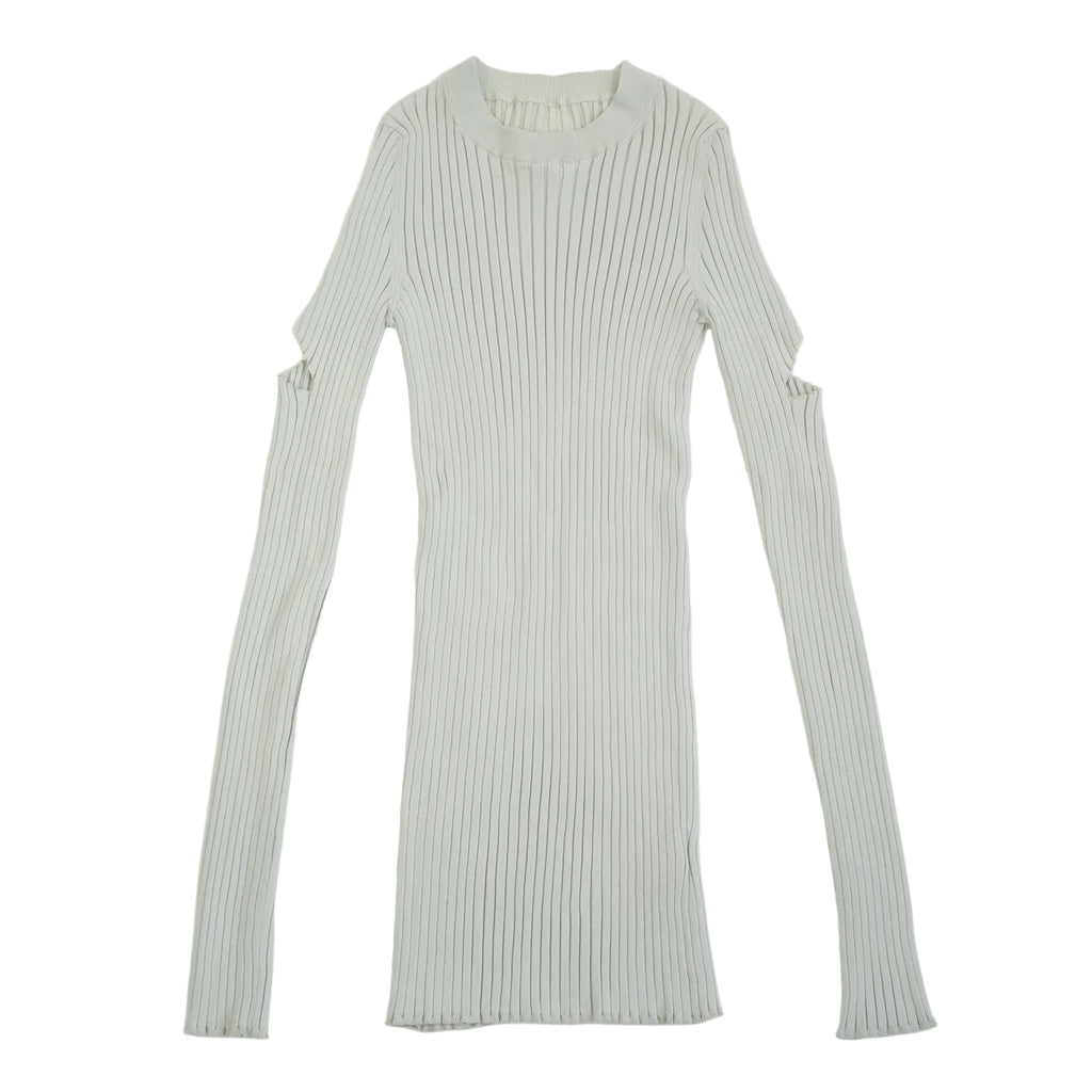 MM6 Maison Margiela Grey Ribbed Cotton Knit Arm Slit Cut Out Top Size XS