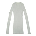 MM6 Maison Margiela Grey Ribbed Cotton Knit Arm Slit Cut Out Top Size XS