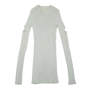 MM6 Maison Margiela Grey Ribbed Cotton Knit Arm Slit Cut Out Top Size XS