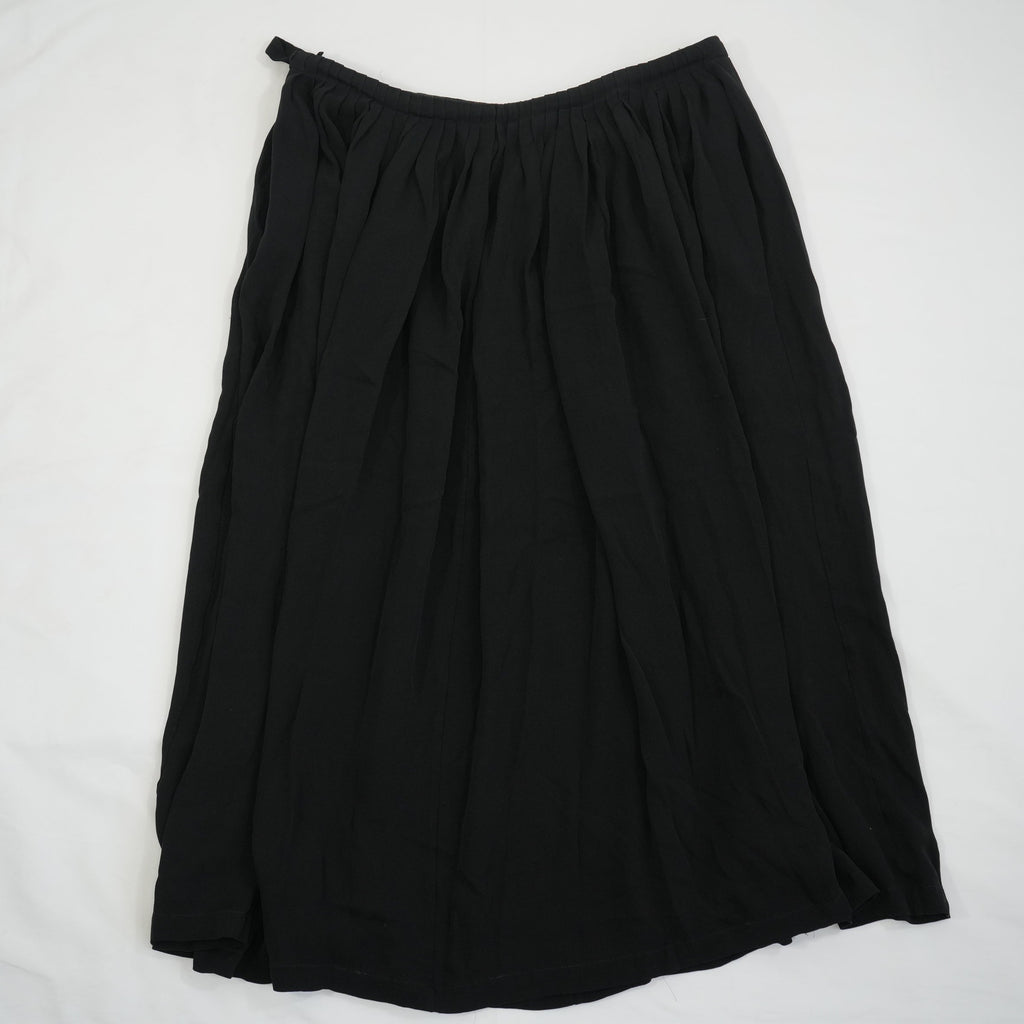 Valentino Black Pleated Midi Skirt V Logo Accent Size 44