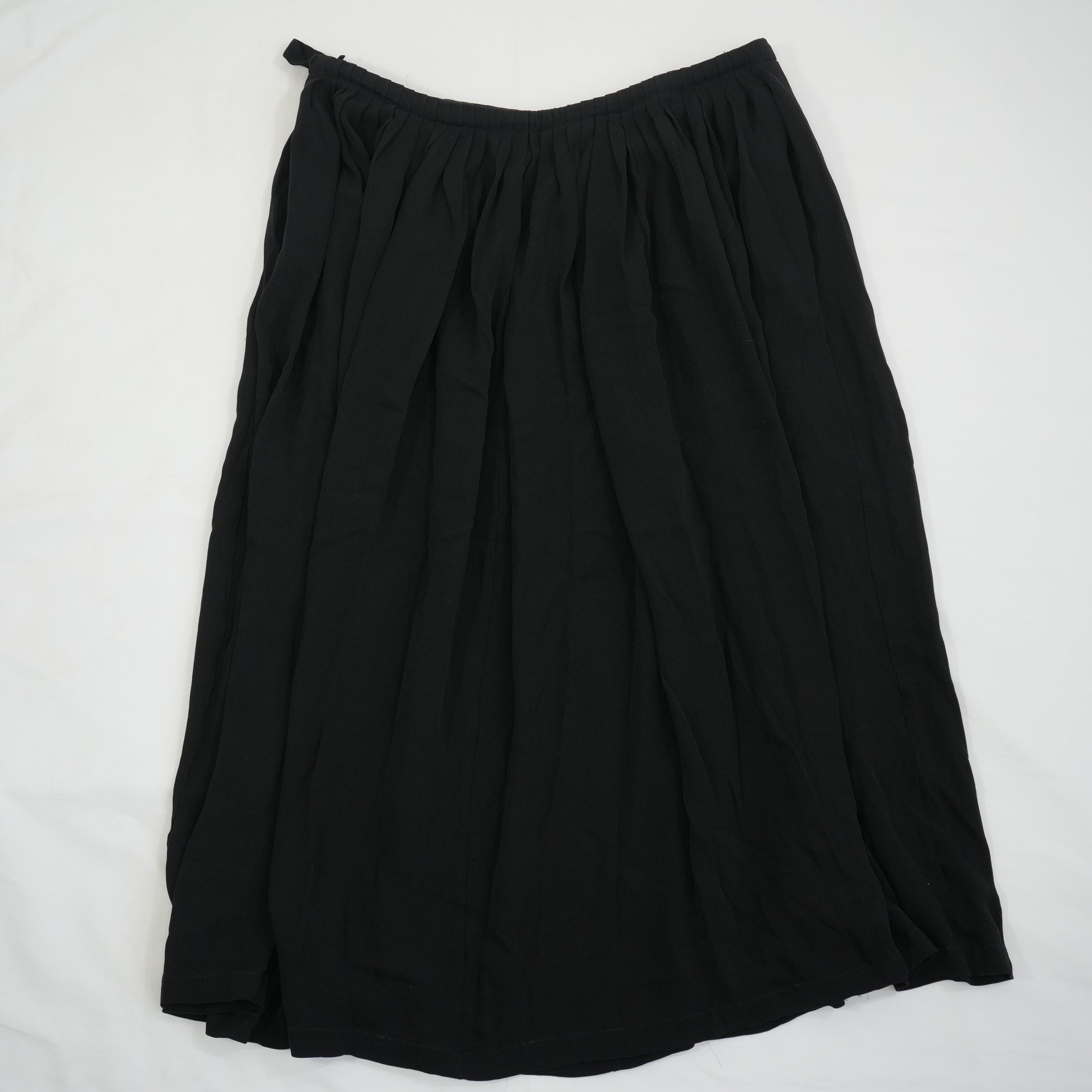 Valentino Black Pleated Midi Skirt V Logo Accent Size 44
