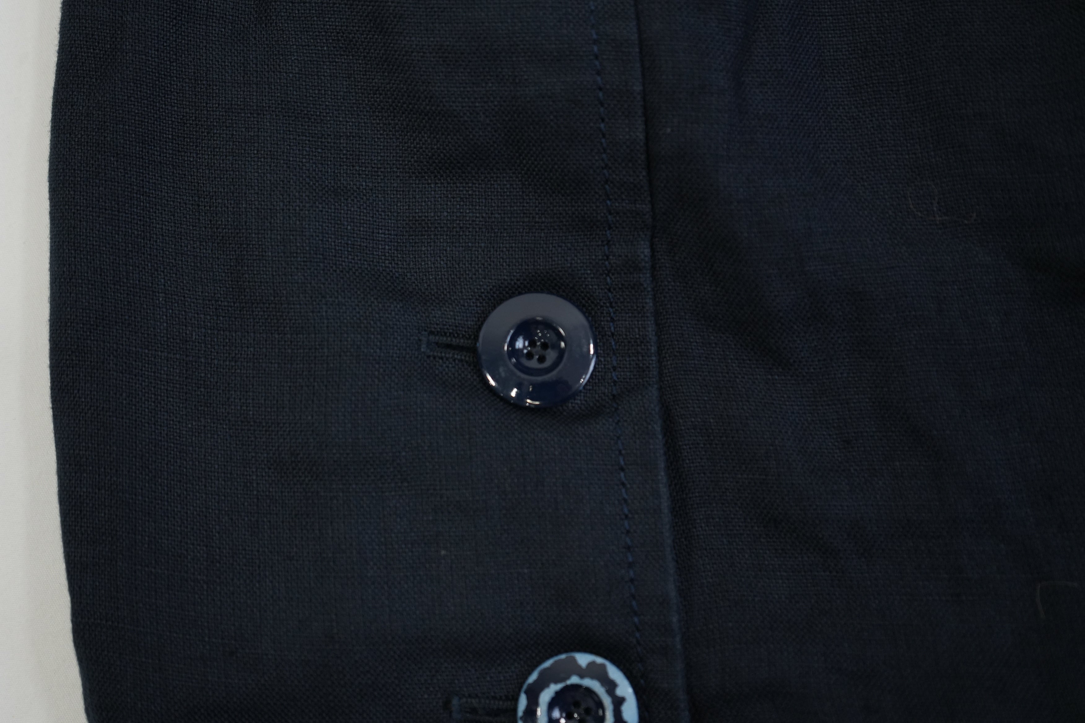 Christian Dior Boutique Navy Blue Linen Blend High Waisted Mini Skirt Size US 6