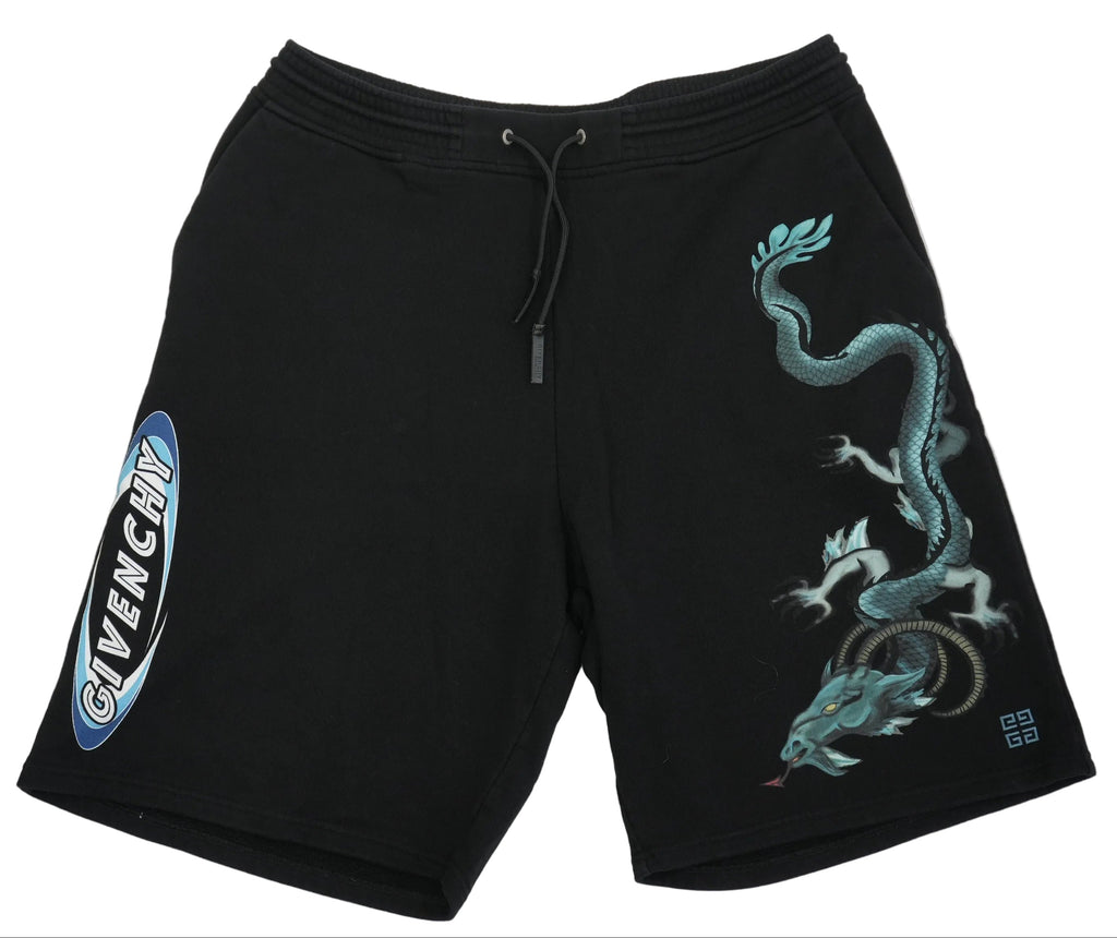 Givenchy Black Dragon Graphic Sweat Shorts Size XL