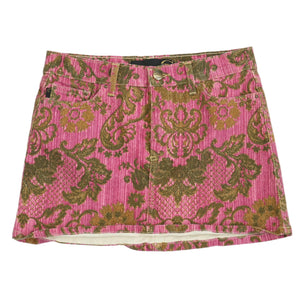 Just Cavalli Pink Brocade Floral Mini Skirt Size 38