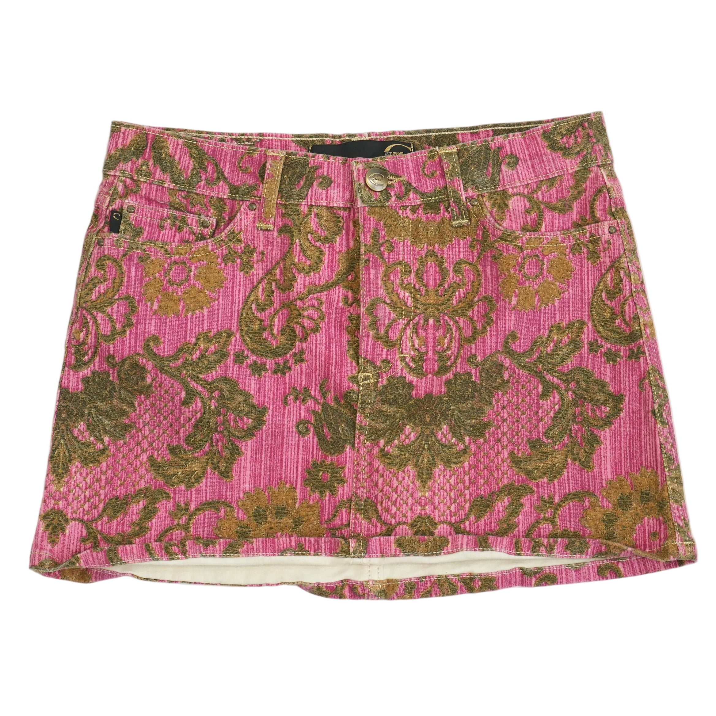 Just Cavalli Pink Brocade Floral Mini Skirt Size 38