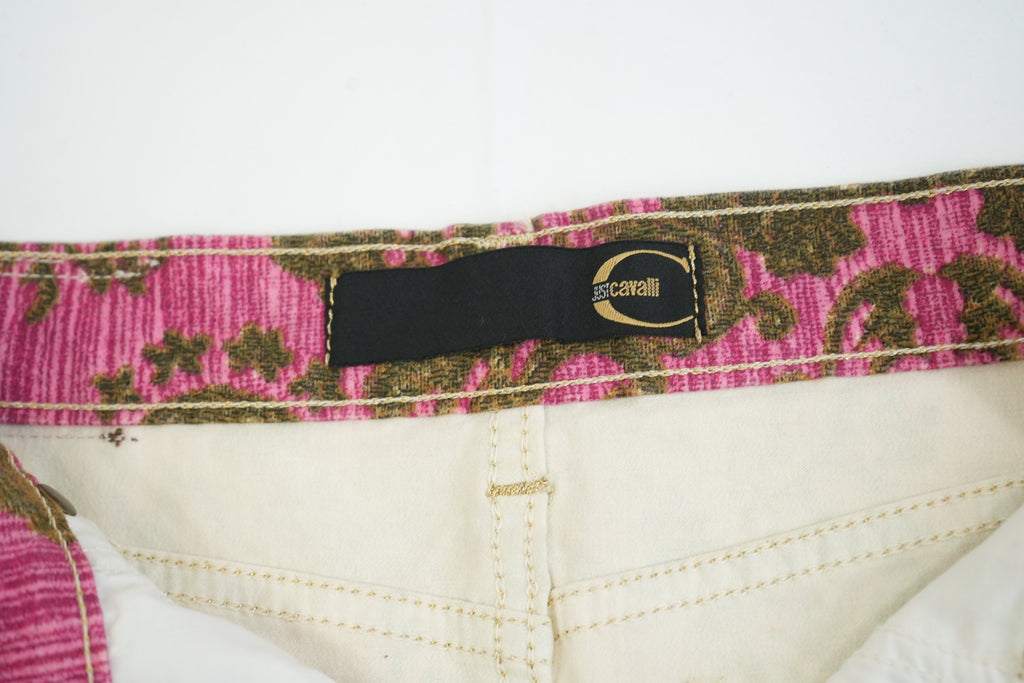 Just Cavalli Pink Brocade Floral Mini Skirt Size 38