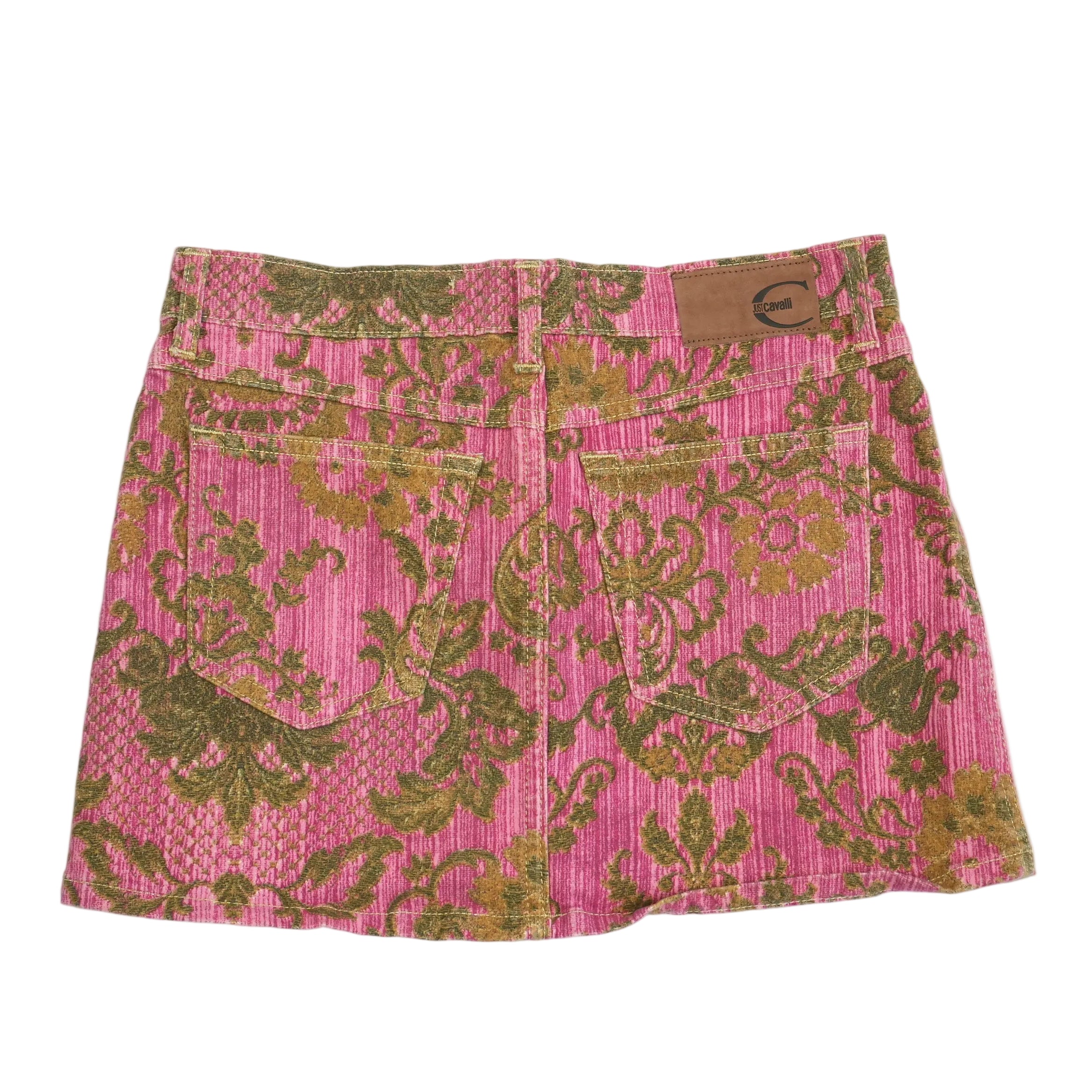 Just Cavalli Pink Brocade Floral Mini Skirt Size 38