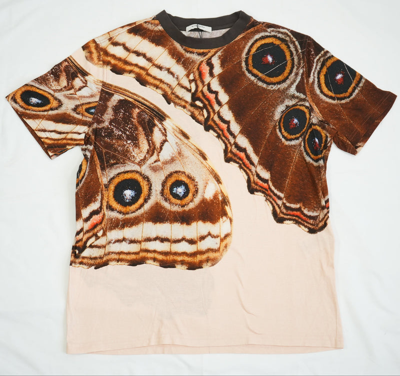 Givenchy Paris Men Butterfly Wing Graphic T-Shirt Brown Beige Size Small
