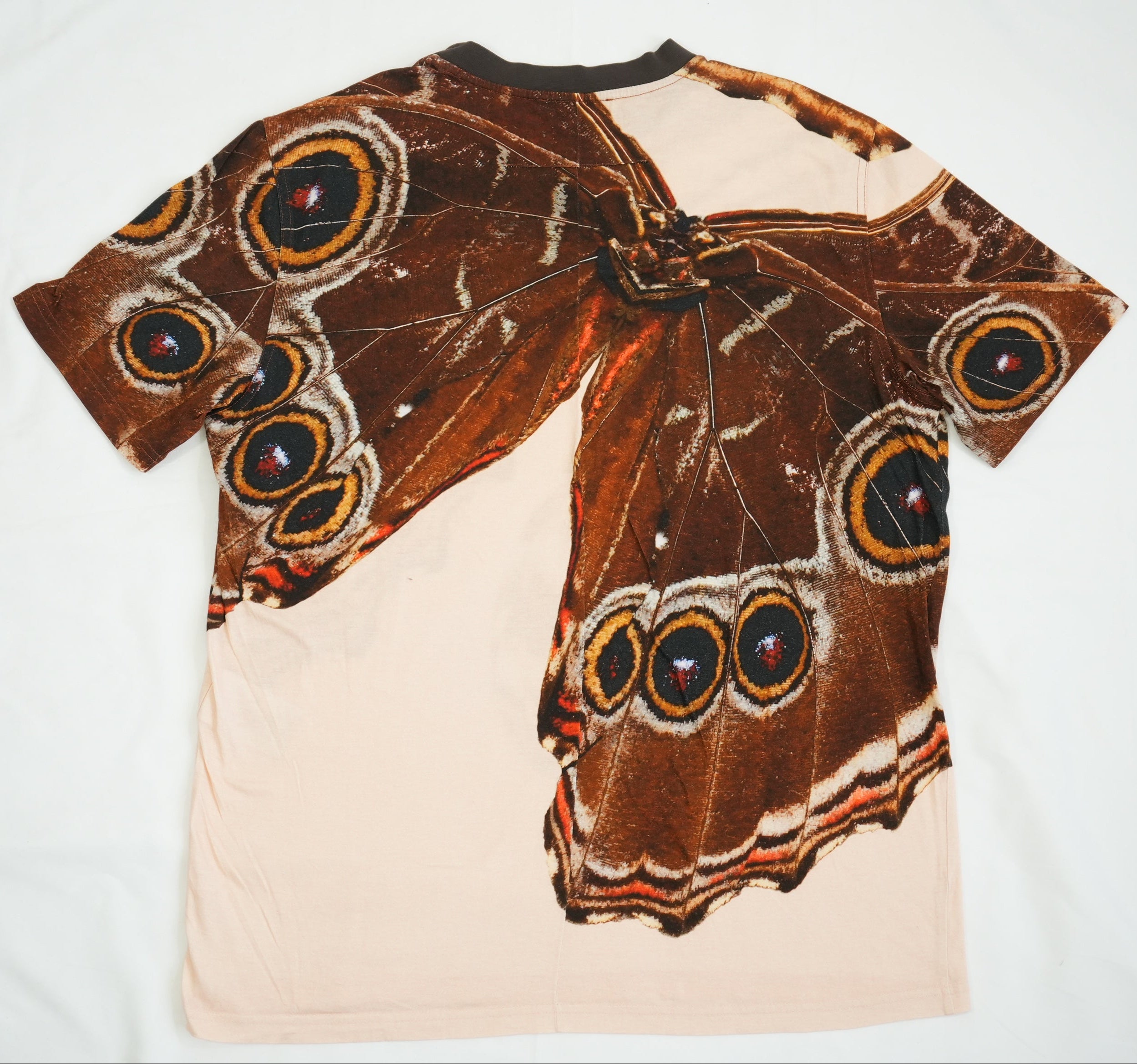 Givenchy Paris Men Butterfly Wing Graphic T-Shirt Brown Beige Size Small