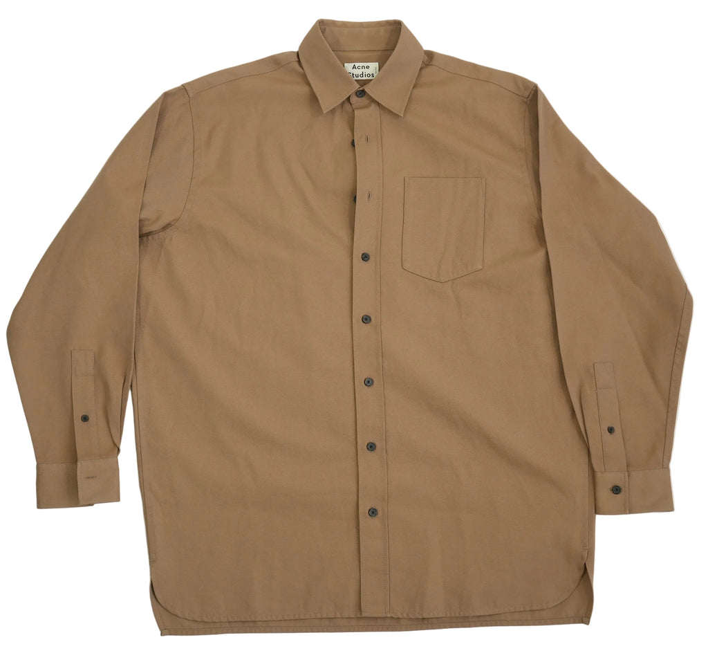Acne Studios Men Brown Twill Long Sleeve Button Up Shirt Size 44