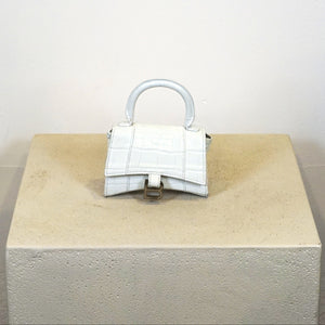 Balenciaga Mini Hourglass Croc Embossed Handle Bag (Box Included).