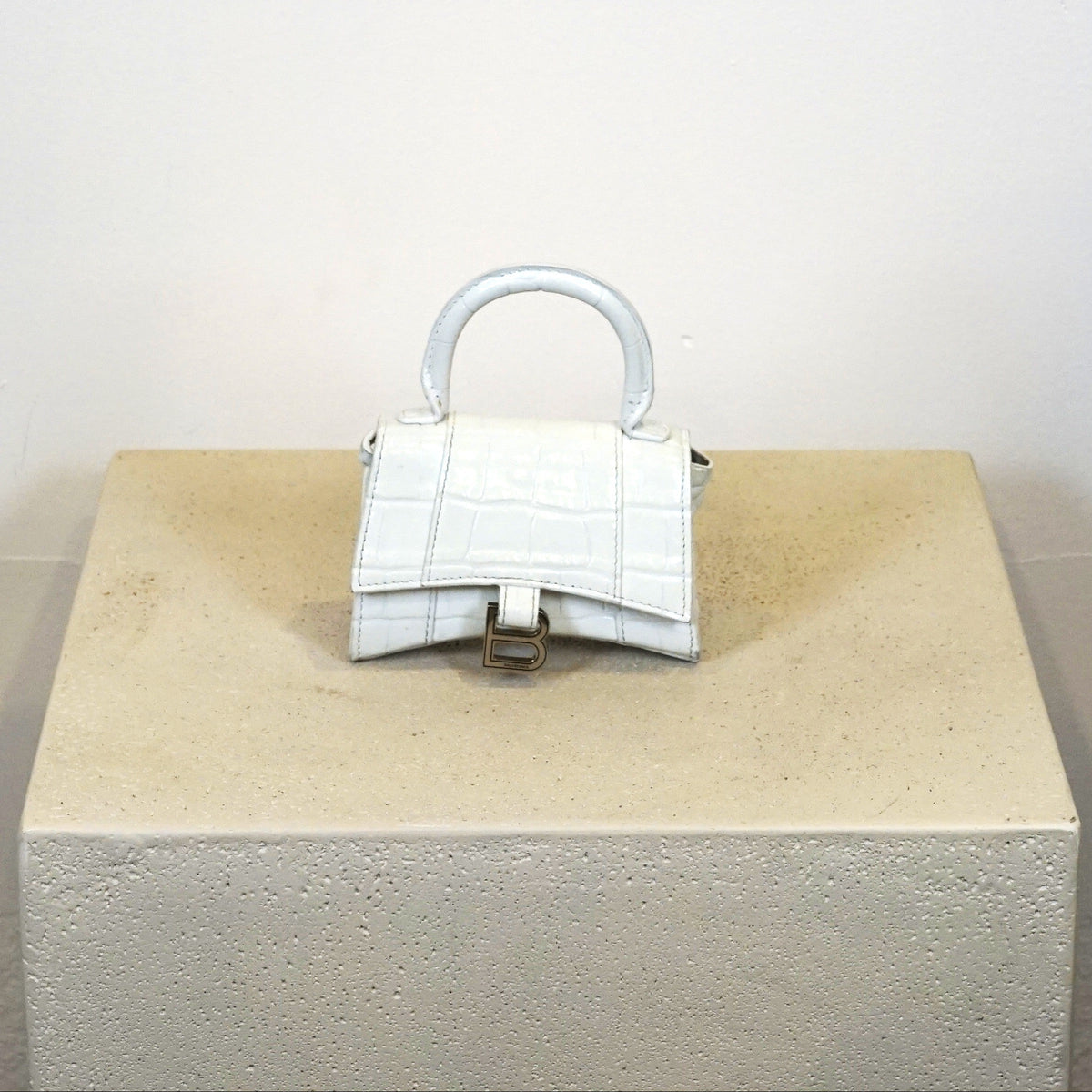 Balenciaga Mini Hourglass Croc Embossed Handle Bag (Box Included).