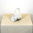 Balenciaga Mini Hourglass Croc Embossed Handle Bag (Box Included).
