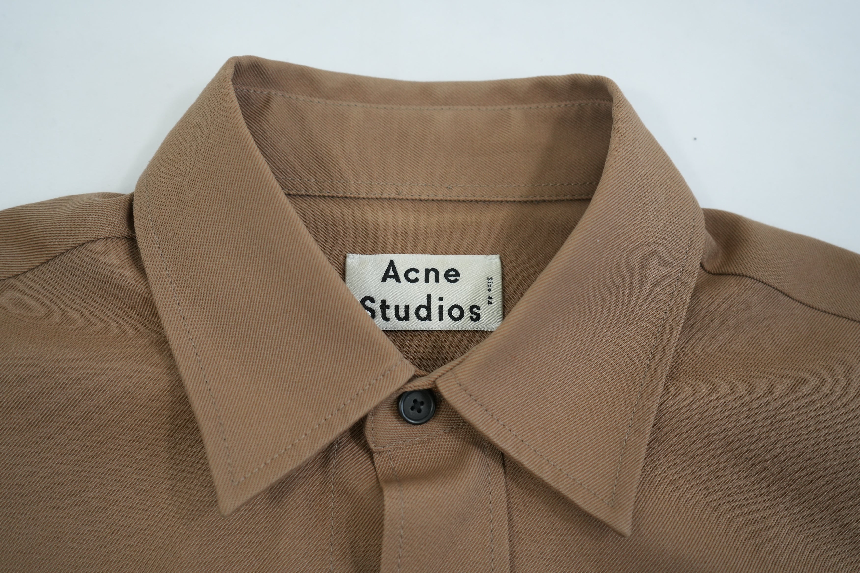 Acne Studios Men Brown Twill Long Sleeve Button Up Shirt Size 44
