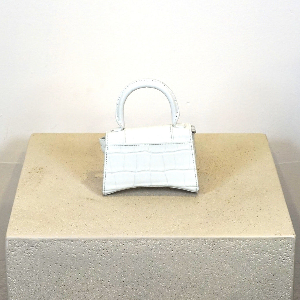 Balenciaga Mini Hourglass Croc Embossed Handle Bag (Box Included).