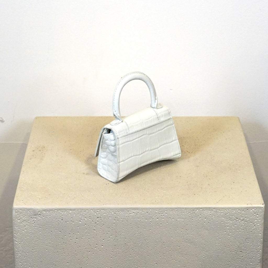 Balenciaga Mini Hourglass Croc Embossed Handle Bag (Box Included).
