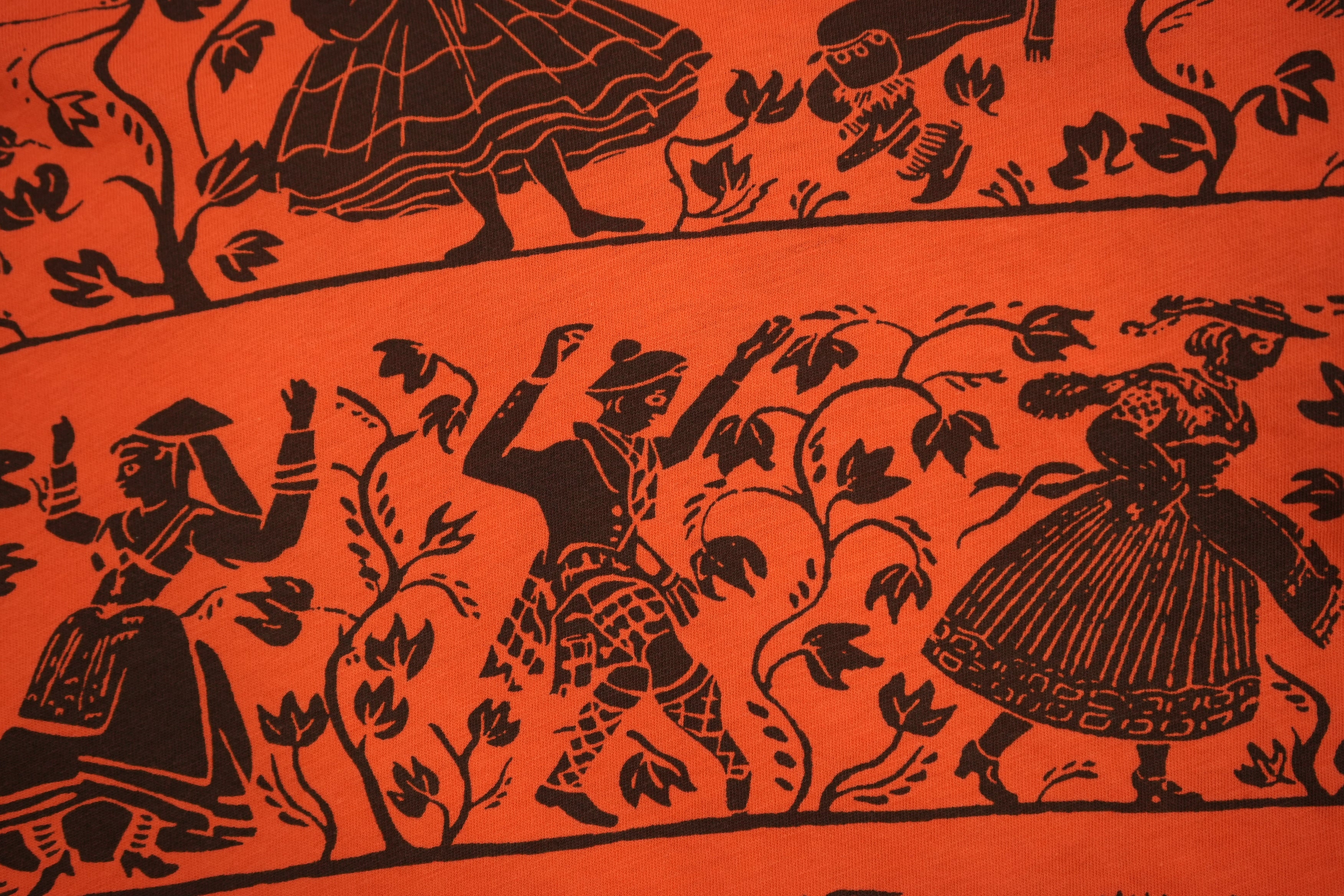 Vivienne Westwood Anglomania Orange Folk Print Long Sleeve Shirt Size XS