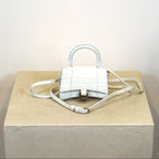 Balenciaga Mini Hourglass Croc Embossed Handle Bag (Box Included).