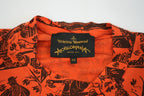 Vivienne Westwood Anglomania Orange Folk Print Long Sleeve Shirt Size XS