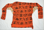 Vivienne Westwood Anglomania Orange Folk Print Long Sleeve Shirt Size XS