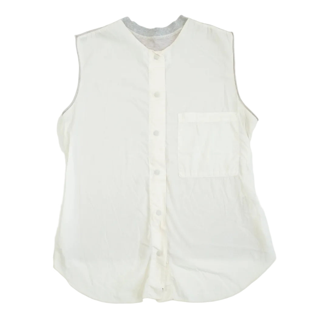MM6 Maison Margiela White Sleeveless Button Up Shirt Gray Jersey Back Panel