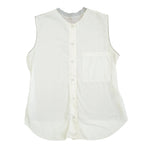 MM6 Maison Margiela White Sleeveless Button Up Shirt Gray Jersey Back Panel