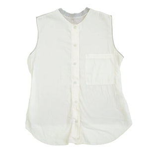 MM6 Maison Margiela White Sleeveless Button Up Shirt Gray Jersey Back Panel