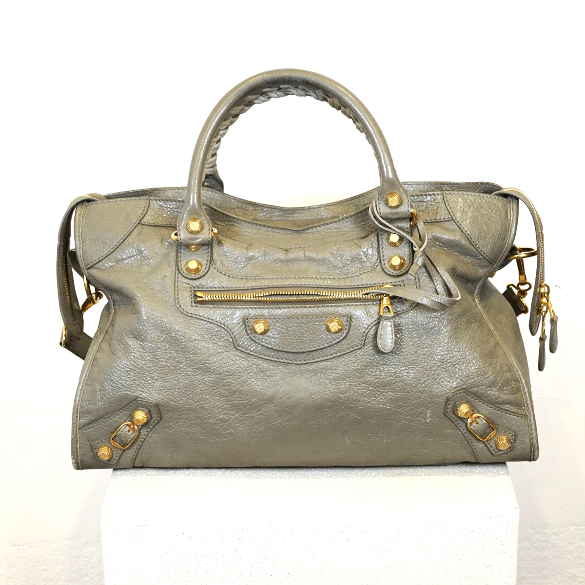 Balenciaga Taup Lambskin Leather Giant 12 Gold Motor City Bag (W/ Dustbag)
