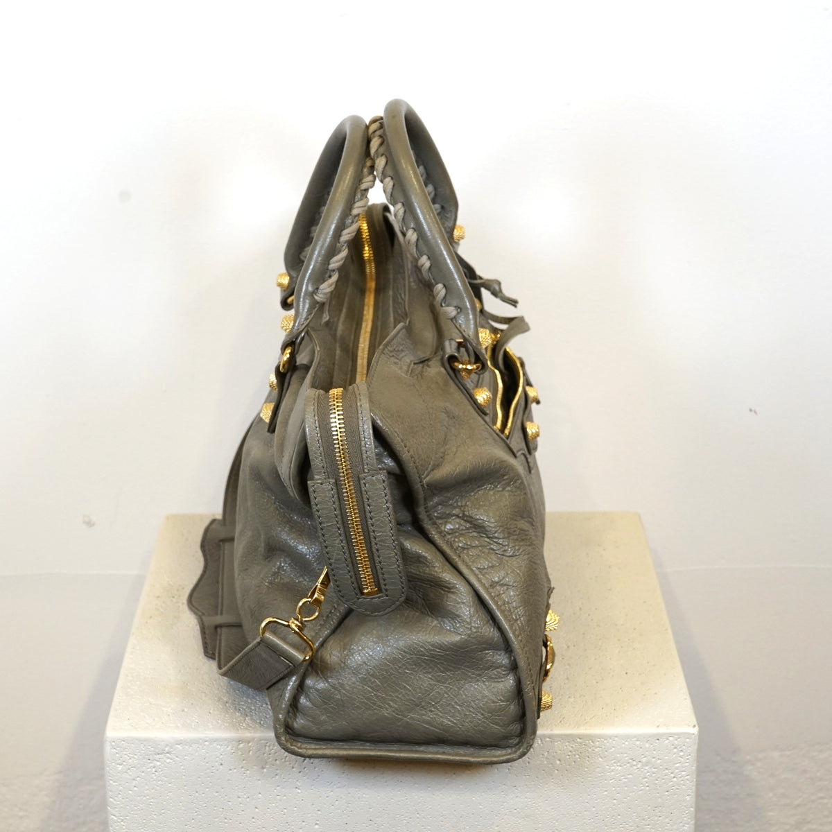 Balenciaga Taup Lambskin Leather Giant 12 Gold Motor City Bag (W/ Dustbag)