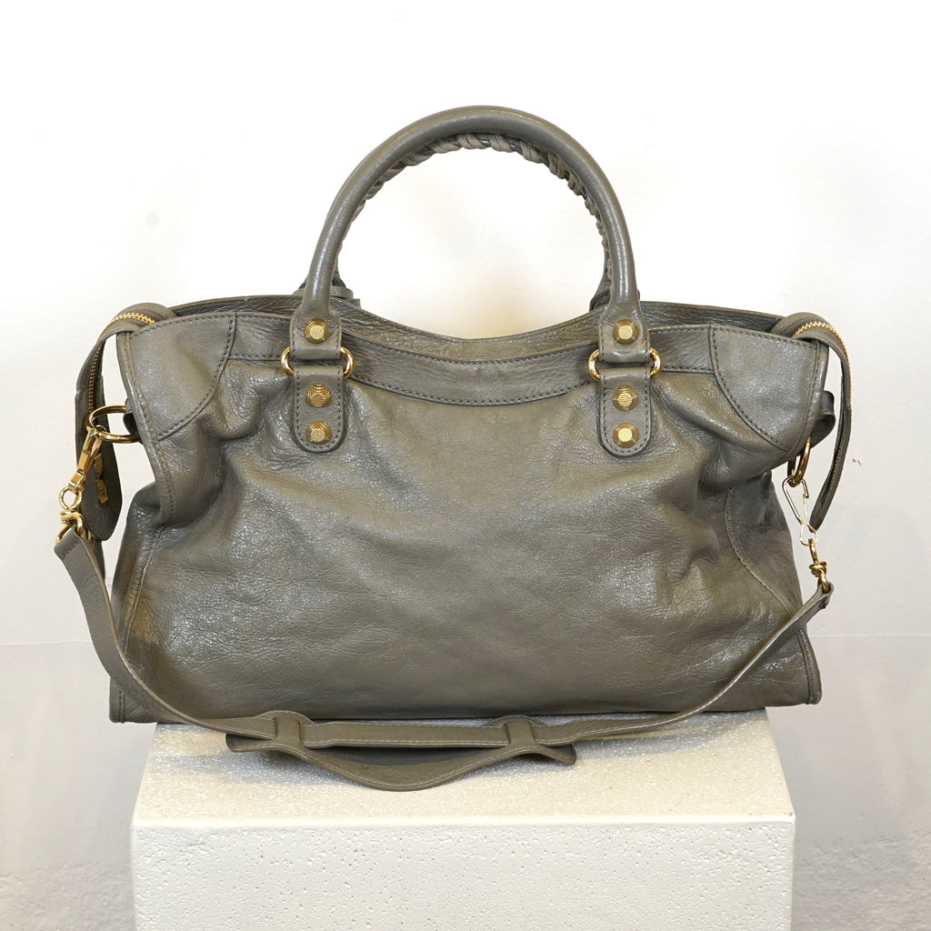 Balenciaga Taup Lambskin Leather Giant 12 Gold Motor City Bag (W/ Dustbag)