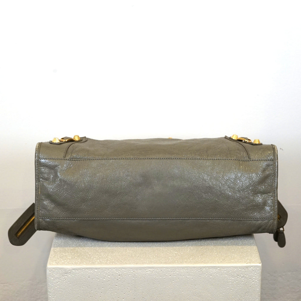 Balenciaga Taup Lambskin Leather Giant 12 Gold Motor City Bag (W/ Dustbag)