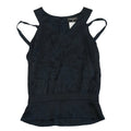 Chanel Women Black Silk Sleeveless Top CC Logo Button Back Blouse Size 44