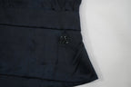 Chanel Women Black Silk Sleeveless Top CC Logo Button Back Blouse Size 44