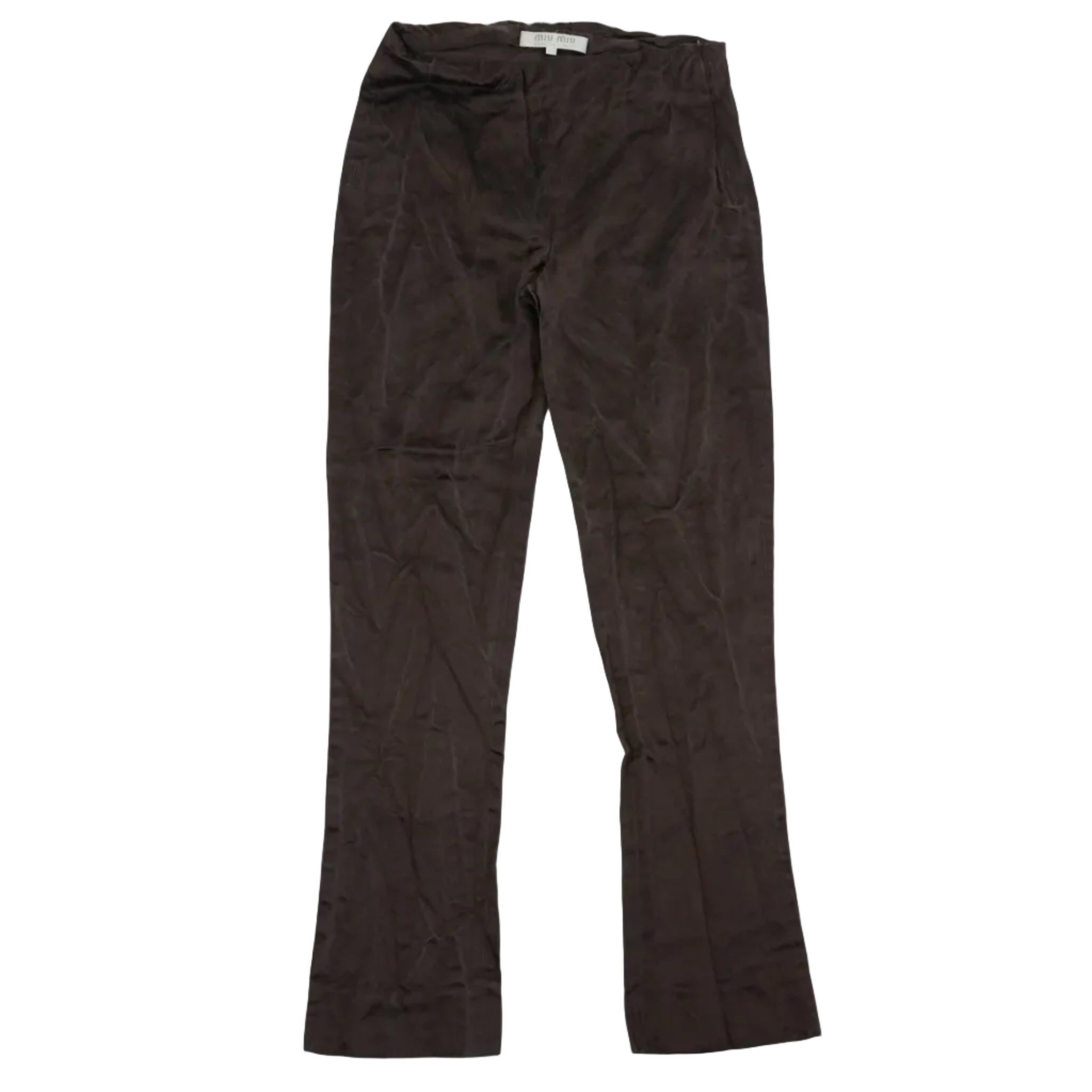 Miu Miu Women Brown Suede Feel Straight Leg Pants Trousers Size 38