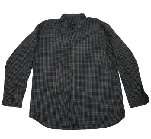 Balenciaga Men Plaid Button Down Shirt Black Red Grid Back Logo Long Sleeve