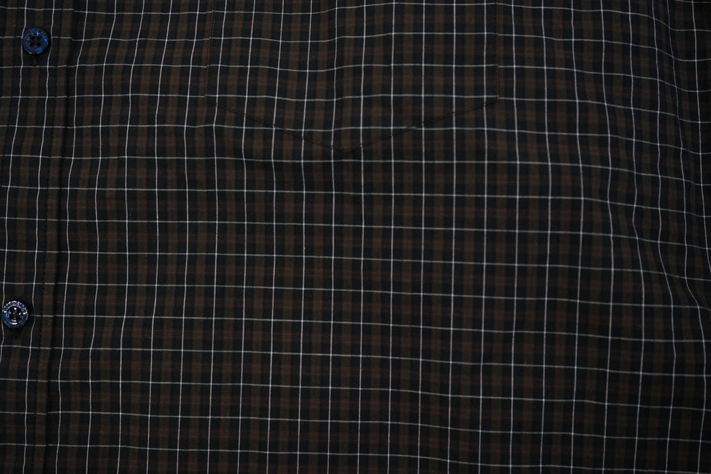 Balenciaga Men Plaid Button Down Shirt Black Red Grid Back Logo Long Sleeve