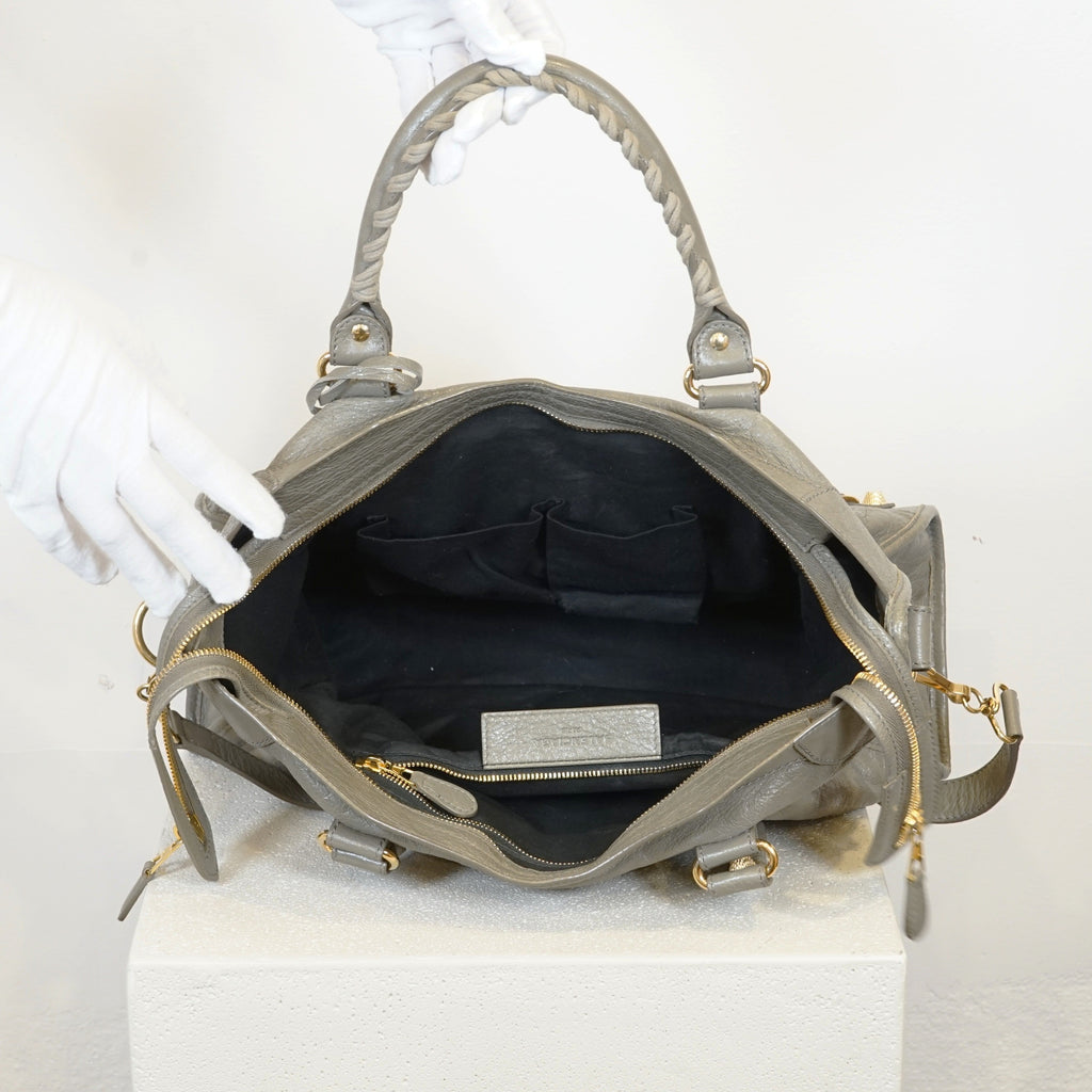Balenciaga Taup Lambskin Leather Giant 12 Gold Motor City Bag (W/ Dustbag)