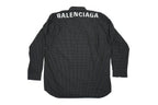 Balenciaga Men Plaid Button Down Shirt Black Red Grid Back Logo Long Sleeve