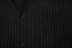 Balenciaga Men Black Pinstripe Button Down Shirt Back Graphic Logo Long Sleeve