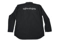 Balenciaga Men Black Pinstripe Button Down Shirt Back Graphic Logo Long Sleeve
