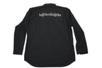 Balenciaga Men Black Pinstripe Button Down Shirt Back Graphic Logo Long Sleeve