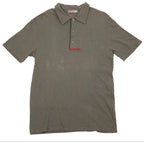 Prada Sport Mens Polo Shirt Gray Knit Short Sleeve Red Label