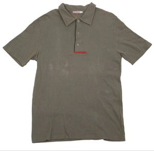 Prada Sport Mens Polo Shirt Gray Knit Short Sleeve Red Label