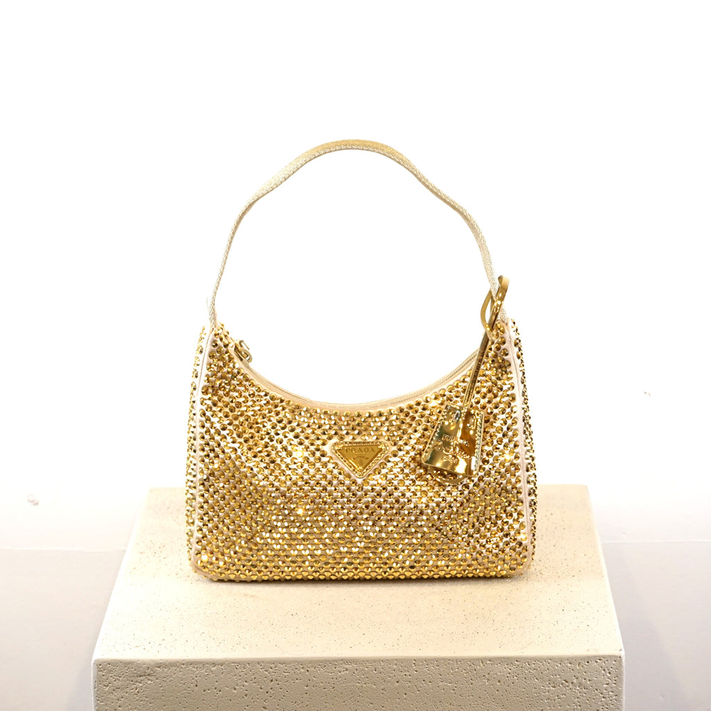 Prada Re-Edition 2005 Mini Crystal-Studded Satin Bag