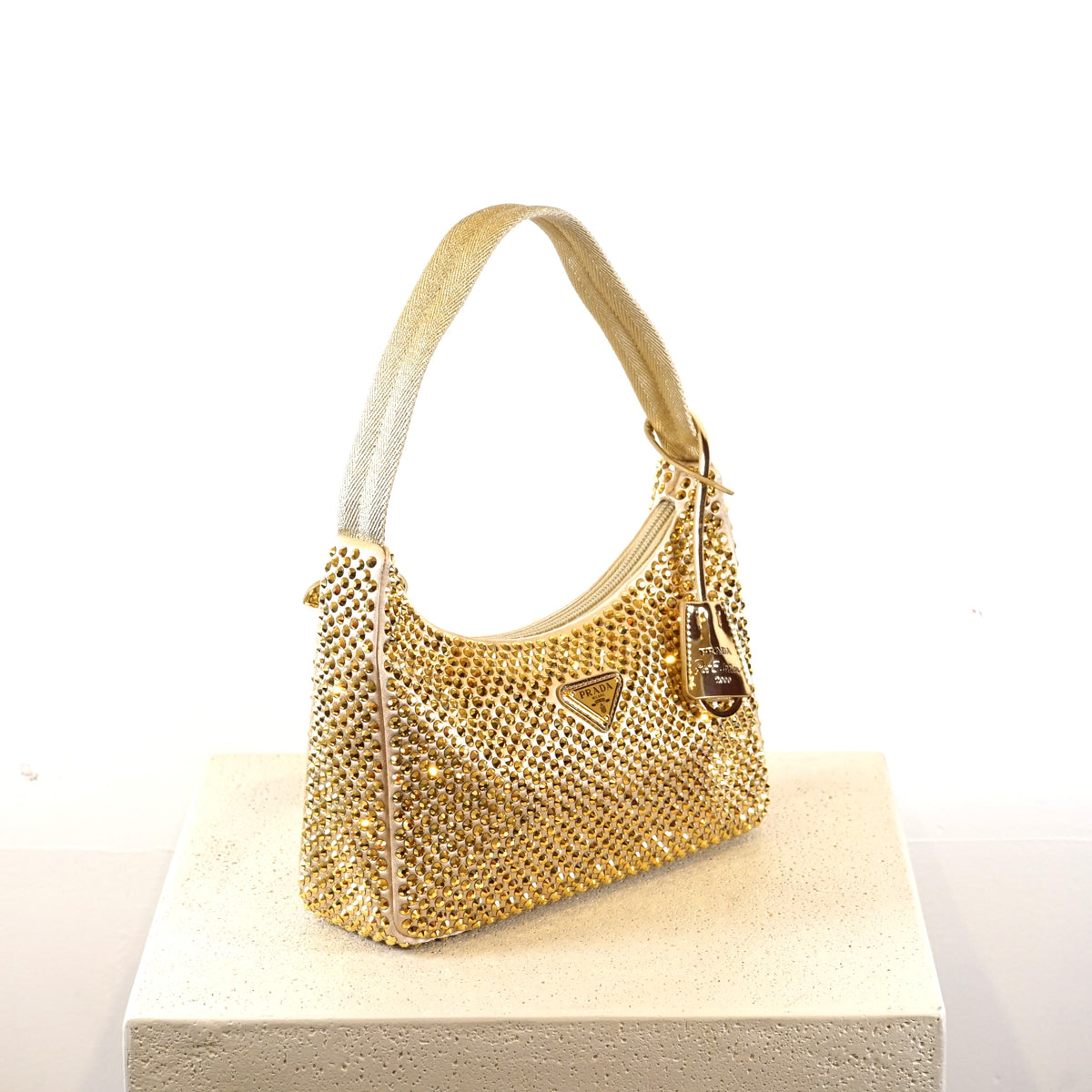 Prada Re-Edition 2005 mini crystal-studded satin bag