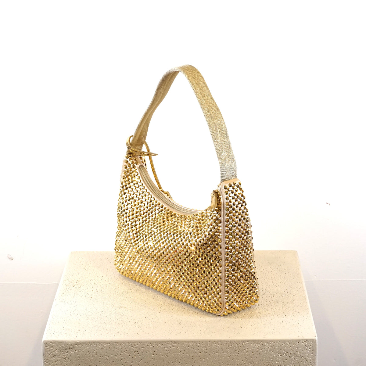 Prada Re-Edition 2005 mini crystal-studded satin bag