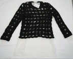 Comme des Garcons Layered Black Crochet Net Sweater White Lining Top
