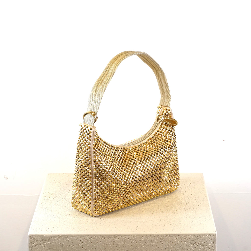 Prada Re-Edition 2005 Mini Crystal-Studded Satin Bag