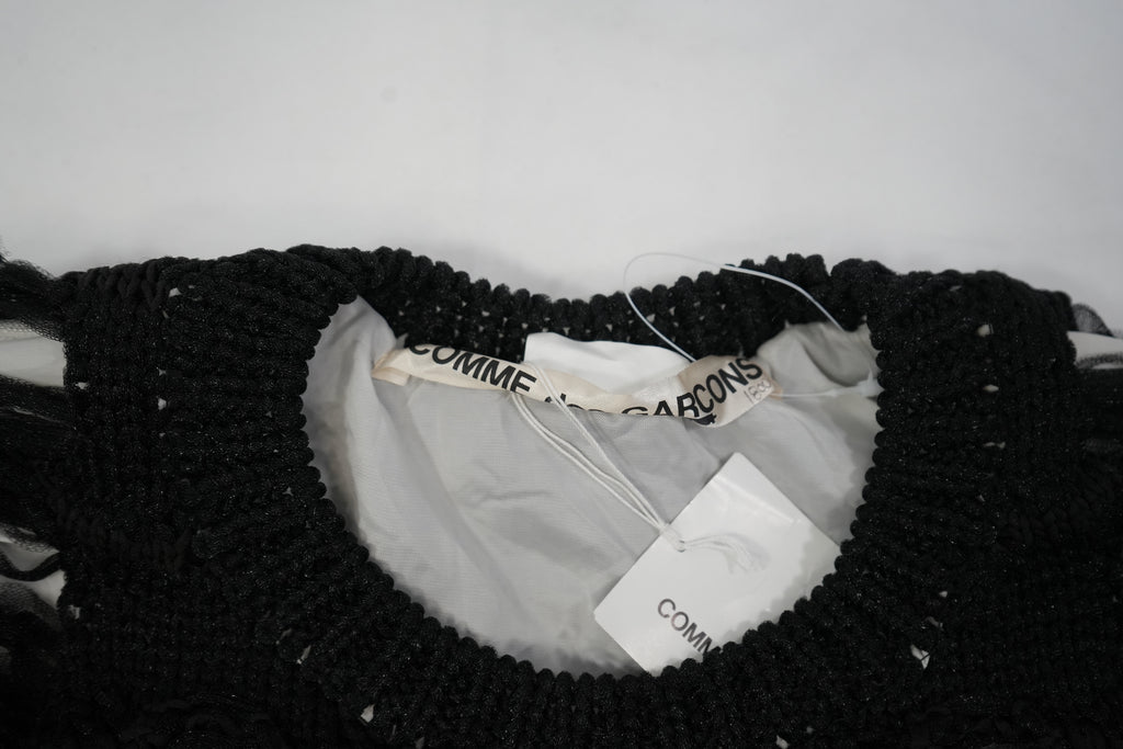 Comme des Garcons Layered Black Crochet Net Sweater White Lining Top