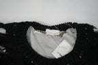 Comme des Garcons Layered Black Crochet Net Sweater White Lining Top